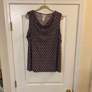 Maggie Sweet Drape Neck Sleeveless Chain Print Blouse 1X